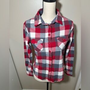 Dixxon BARRETT JACKSON Flannel Custom Fabricated Women M Red Gray Embroidered